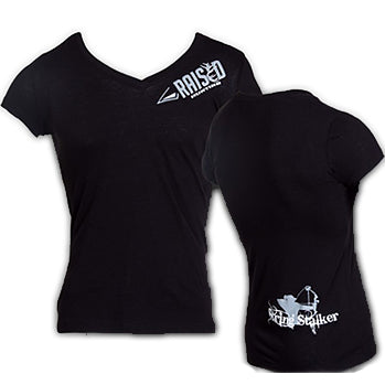 Women's Apparel - Women's V-Neck Black Original Raised Hunting Logo T-Shirt