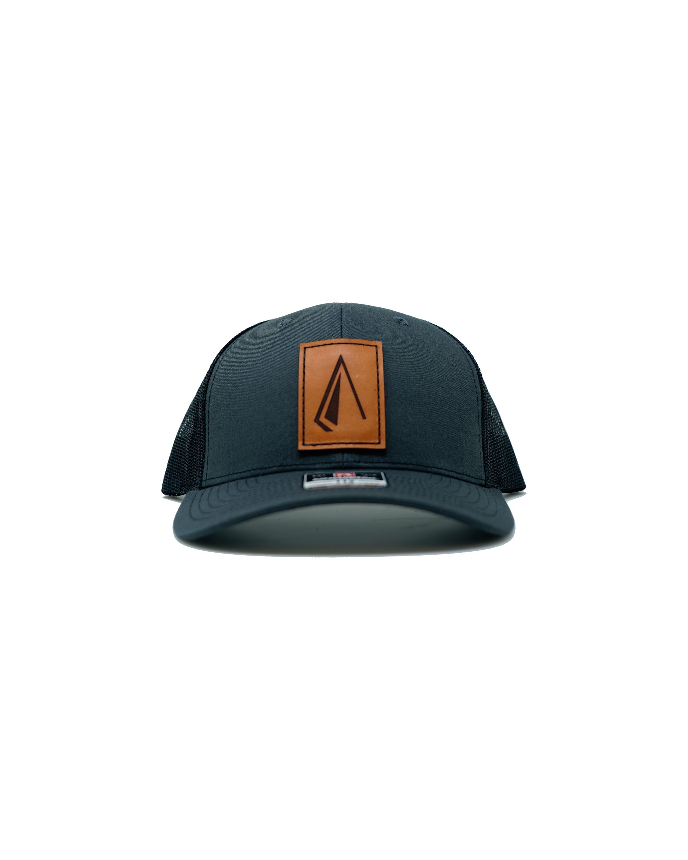 Dark Gray Leather Badge Broadhead Hat